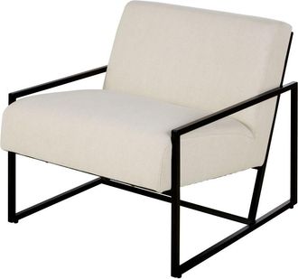 Maisons du monde Sillón de algodón beige y patas de acero negro