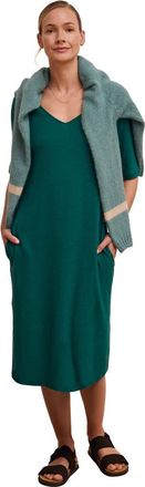 Celtic & Co. Linen Blend V-Neck Midi Dress in Teal at Nordstrom, Size 14