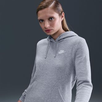 Nike Womens Nike Sportswear Club Fleece Pullover Hoodie in Grey | DQ5793-063