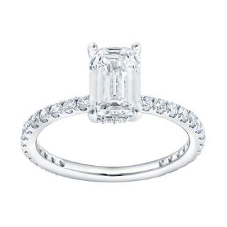 LuvMyJewelry Diadem 14K White Gold Emerald Cut Lab Grown Diamond Hidden Halo Engagement Ring - 2 ctw at Nordstrom, Size 6.5