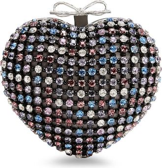 Self Portrait Crystal Heart Clutch Bag