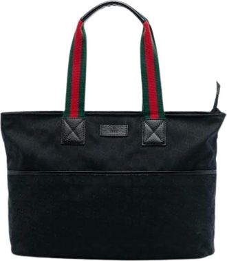 Gucci Pre-owned Tote Bags, female, Black, Size: ONE SIZE Pre-owned Canvas Tote