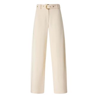 Pinko Wide Trousers, female, Beige, Size: S Wide Trousers with Belt
