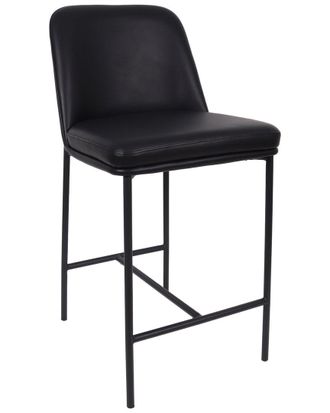 Manhattan Comfort Set Of 2 Loft Metal Vegan Leather Counter Stools