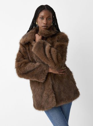 Vero Moda Womens Faux-fur broad collar coat
