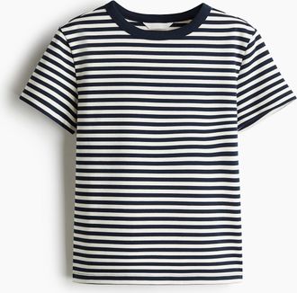 H&M T-Shirt aus Baumwolle - Marineblau/Gestreift