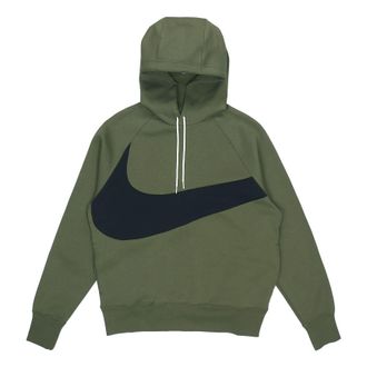 Nike Mens Nike Sportswear Swoosh Tech Fleece Contrasting Colors Large Logo Printing Sports Military Green DD8223-326