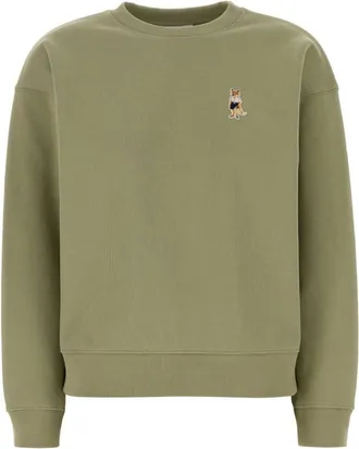 Maison Kitsun&eacute; Green Crew Neck Sweatshirt
