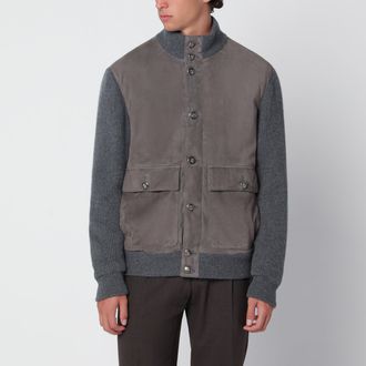 Brunello Cucinelli Steel padded leather and cashmere jacket