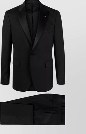 Tagliatore wool smoking suit brooch detail