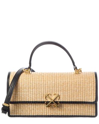 Off-white Off-White Jitney Straw & Leather Shoulder Bag