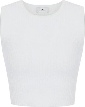 Elisabetta Franchi Top van gebreide stof - Dames - Tops zonder mouwen - Wit - M - Tops