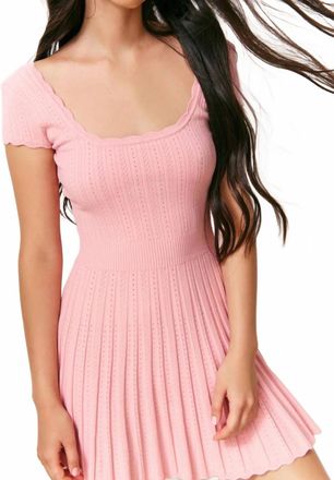 LoveShackFancy Evaluna Stretch Pointelle Mini Dress In Fawn Pink