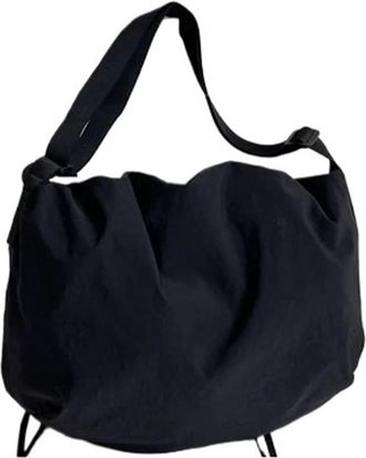 Generic Compatible For Women Drawstring Shoulder Bag Large Capacity Simple Crossbody Adjustable Strap Sling Female Travel(Black)