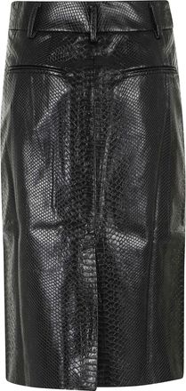 Andamane Black New Xania Python-Print Fitted Pencil Skirt