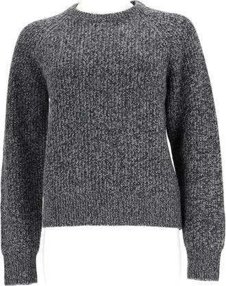 Aspesi Textured Grey Wool Sweater With Classic Crew Neckline