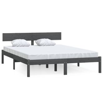 Berkfield Home Bed Frame Grey Solid Wood Pine 200x200 cm