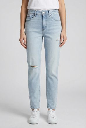 Calvin Klein Jeans Mom-Jeans CALVIN KLEIN JEANS NEW MOM JEAN, Damen, Gr. 25, L&auml;nge 30, bowery, Denim/Jeans, Obermaterial: 99% Baumwolle, 1% Elasthan, gerade, unten schma