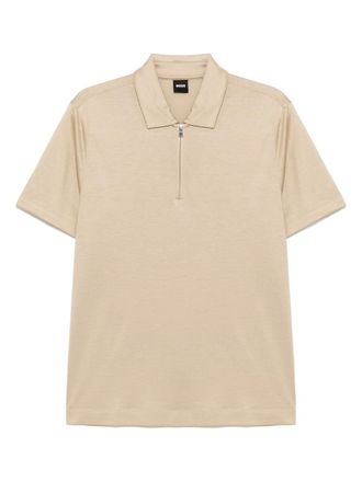 BOSS half-zip polo shirt - men - Lyocell/Cotton - S - Neutrals