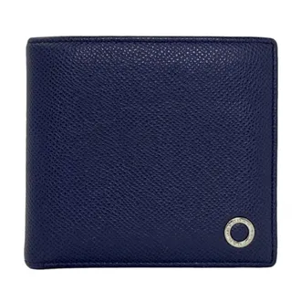 Bulgari Navy Leather Wallet (Bi-Fold) (Pre-Owned)