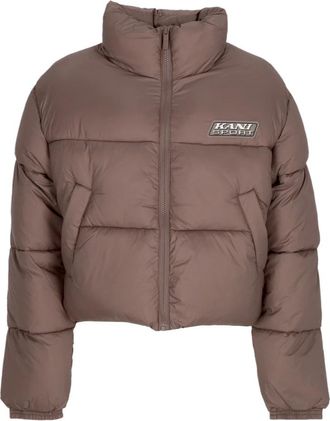 Karl Kani Sport Patch Crop Puffer Jacket - Dames - Winterjassen - Bruin - L - Polyester - Jassen