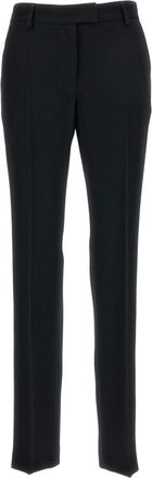 Alberto Biani Black Straight-Leg Fluid Fabric Cropped Pants