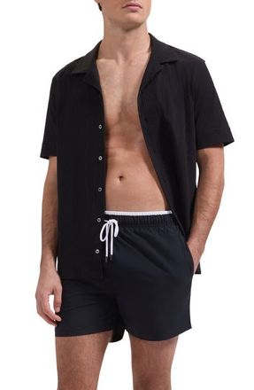 Bugatchi Quinn Colorblock Swim Trunks in Black at Nordstrom, Size Xx-Large