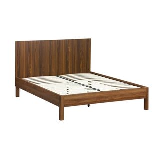 Sweeek Cama con somier a l&aacute;minas y cabecero 140x190cm, decoraci&oacute;n madera