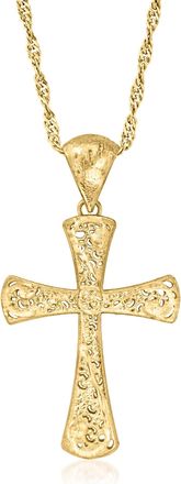 Ross-Simons Italian 18kt Gold Over Sterling Filigree Cross Pendant Necklace
