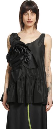 Simone Rocha Pressed Rosette Tilted Neck Peplum Top