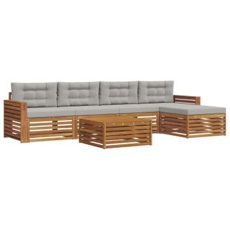 vidaXL Conjunto De Sof&aacute;s De Exterior 6 Pcs Gris Natural Y Claro Vidaxl