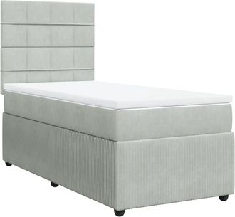 vidaXL Cama Box Spring Con Colch&oacute;n Terciopelo Gris Claro 100x200 Cm Vidaxl
