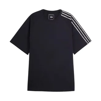 Yohji Yamamoto Training T-Shirts, male, Black, Size: XS Raw Edge 3-Stripes Short Sleeve Tee