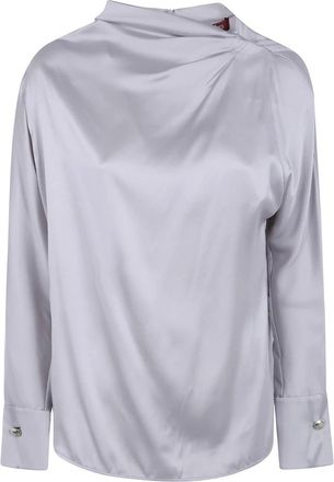 Max Mara MST Quinto Blouse - Dames - Blouses - Grijs - M - Satijn - Overhemden