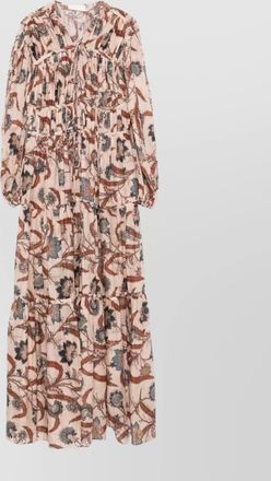 Zimmermann tiered floral v-neck long sleeve dress