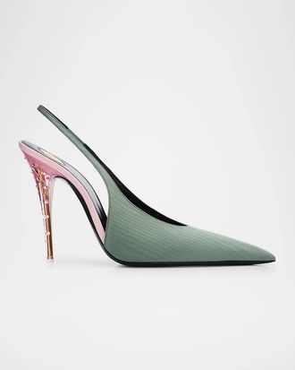 Saint Laurent 110mm Slingback Pumps in Silk Faille