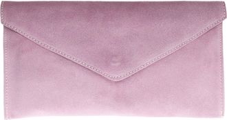 Girly HandBags Womens Genuine Italian Suede Leather Envelope Clutch Bag Wedding Purse Handbag Crossbody Bag Large Light pink