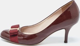 Ferragamo Burgundy Patent Vara Bow Pumps