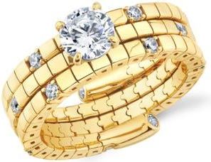 Crislu Pure Flex Solitaire Cubic Zirconia Ring in 18Kt Yellow Gold /Clear Stone at Nordstrom, Size Medium