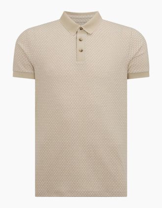Remus Uomo Mens Remus Uomo Patterned Jaquard Polo 92 Beige - Tan - Size: 38
