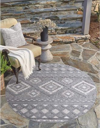 Carpet City Teppich »In-& Outdoorteppich Santorini 435, 3D-Effekt, Boho-Look« rund 5 mm Höhe Wetterfest & UV-beständig für Terrasse, Balkon, Küche, Flur