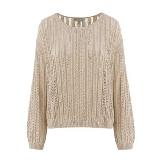 Antonelli Jersey - Dames - Ronde hals truien - Beige - M - Truien & Vesten