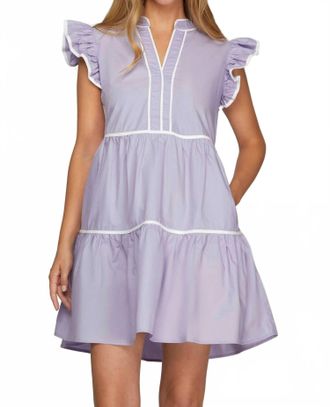 She + Sky Danvers Tiered Mini Dress In Lilac
