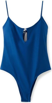 Mango Keyhole Open Back One-Piece Swimsuit in Navy at Nordstrom, Size X-Small
