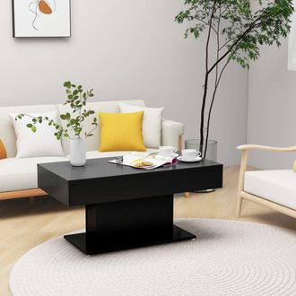 vidaXL Mesa De Centro Madera Contrachapada Negro 96x50x45 Cm Vidaxl