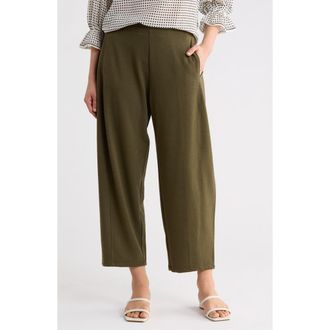 Max Studio Twill Knit Barrel Leg Pants in Olive-Olive at Nordstrom Rack, Size X-Large