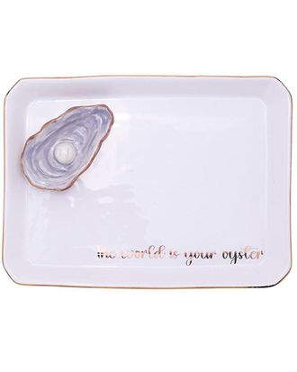 Two's Company Oyster Icon Trinket Tray With Saying In Gift Box