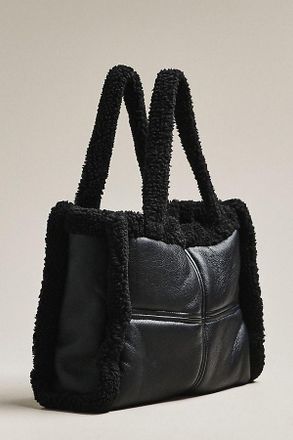 LaMarque Zoey Sherpa Fleece Leather Tote