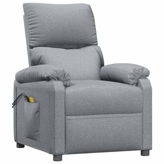 vidaXL Poltrona Massaggiante Elettrica Grigio Chiaro In Tessuto Vidaxl
