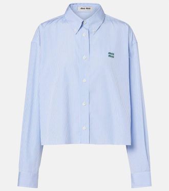 Miu Miu Pinstripe cropped cotton poplin shirt